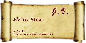 Jóna Vidor névjegykártya
